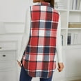 thumbnail image 5 of CCRFTGI Vest Tops for Women Flannel Plaid Tweed Vest Tops Casual Lapel Sleeveless Blazer Jackets Outerwear Fall Winter Long Button Up Jackets Red S, 5 of 9