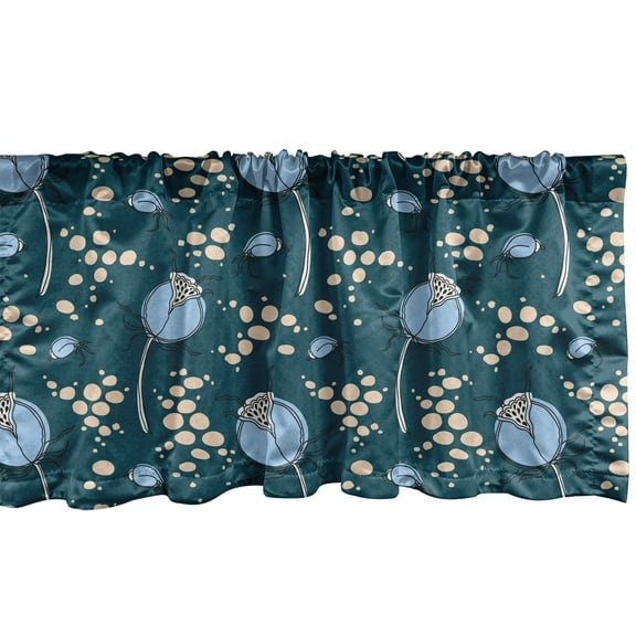 Ambesonne Botanical Window Valance, Abstract Botany Inspired Pattern with Dog-rose Buds, Curtain Valance for Kitchen Bedroom Decor with Rod Pocket, 54" X 18", Teal Sky Blue