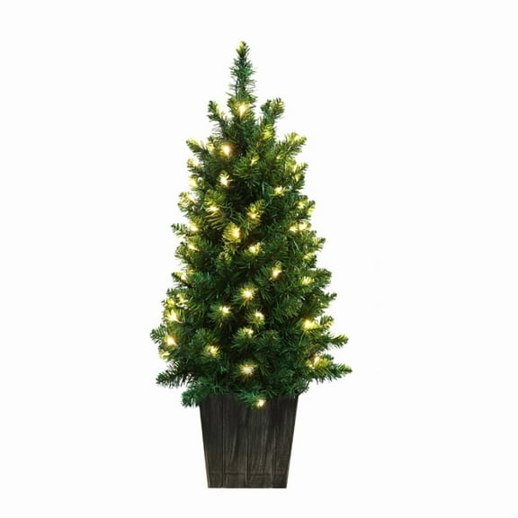 LAMPHOME 3FT 100LED Pre-Lit Artificial Christmas Tree with Warm Lights, Warm White and Multicolor,3 ft Tall, in Black Planter, Xmas Tree for Holiday Decor