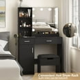 thumbnail image 3 of VEANERWOOD Makeup Vanity with Lighted Mirror & Power Strip, Modern Vanity Table Set with 2 Drawer, for Bedroom Bathroom,Black, 3 of 12