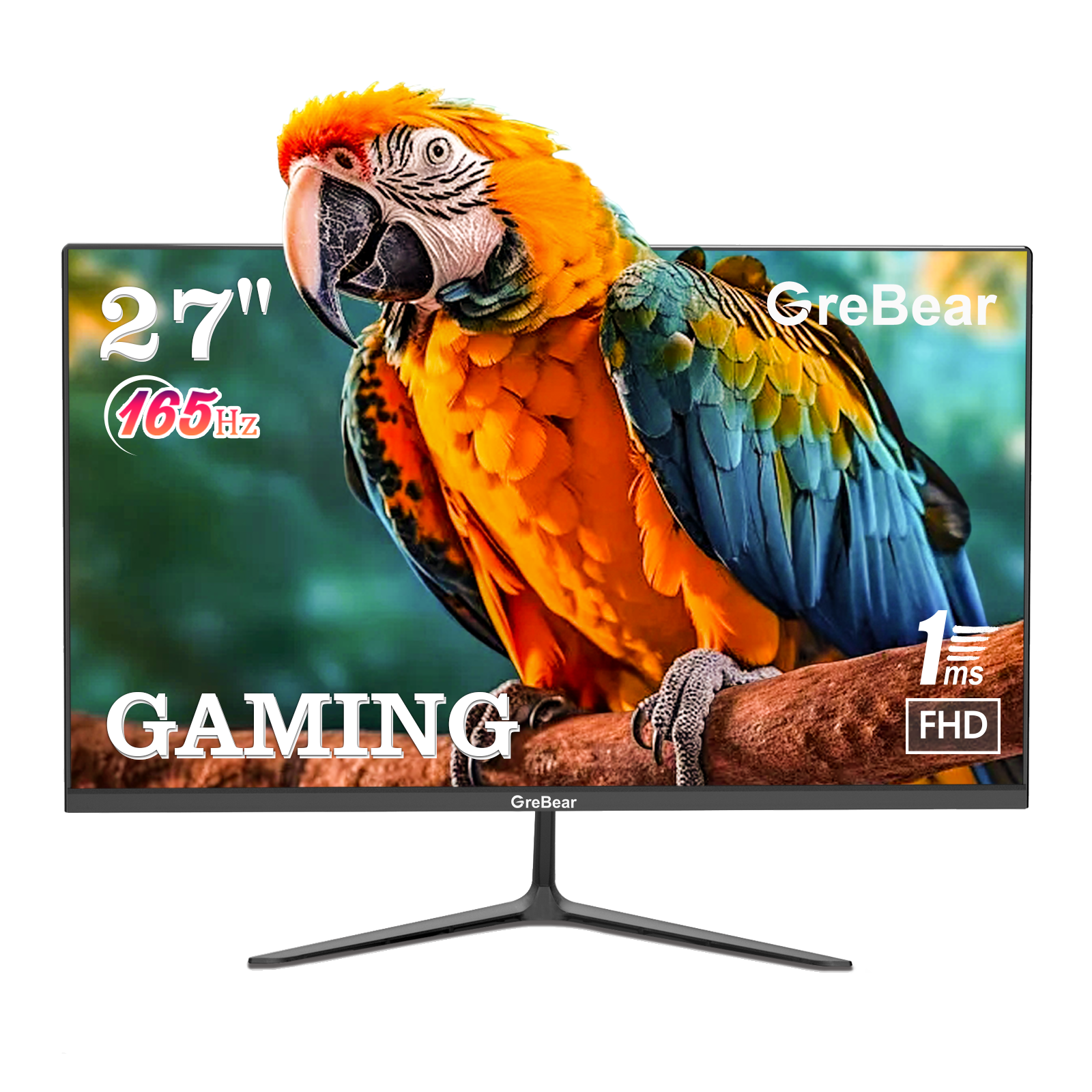 Grebear Gaming Monitor 27 Inch 165Hz 1ms PC Gaming Computer
