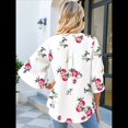 thumbnail image 4 of Blusas de Mujer con Mangas 3/4 y Cuello en V Holgado con Estampado de Pétalos de , Blusas de Trabajo de Negocios Flores Rojas M, 4 of 7
