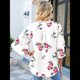 thumbnail image 4 of Blusas de Mujer con Mangas 3/4 y Cuello en V Holgado con Estampado de Pétalos de , Blusas de Trabajo de Negocios Flores Rojas M, 4 of 7