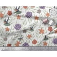 thumbnail image 3 of Soimoi White Poly Georgette Fabric Flying Bird & Floral Print Sewing Fabric BTY 52 Inch Wide, 3 of 3