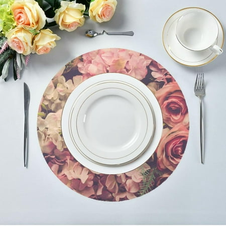 

Hidove Flower Round Placemats 6pcs Non Slip Heat Resistant Washable Table Mats for Kitchen Dining Table Decoration 15.4