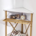 thumbnail image 2 of VECELO Set of 2 Corner Storage Cabinet with Flip Drawer and Shelf, Triangle Freestanding Floor Cabinet for Kitchen, Living Room and Hall, White + Gold Frame, 2 of 9