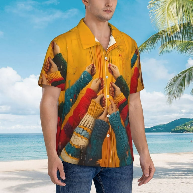Lsque Colorful Sweaters And Strings pattern Hawaiian Shirt for Men