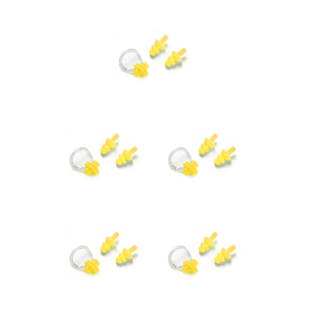 Wweixi Waterproof Nose Clip Swimming Non-slip Earplug Water Sports Ear Protector Yellow 5Set