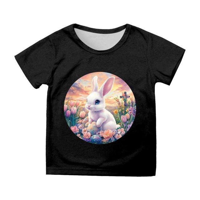 Tenue de Pâques pour Filles et Garçons, Imprimé de Pâques, Hauts d'Été, T-Shirts à Col Rond, Jolis Chandails pour Filles 8-10 Ans
