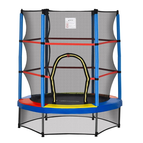 Outsunny Trampoline pour Enfants avec Enceinte pour 3 à 6 Ans, Multicolore