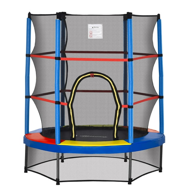 CoSoTower Trampoline pour Enfants de 55 Pouces avec Filet de Protection pour Intérieur/extérieur, Trampoline pour Garçons et Filles de 3 à 6 Ans, Multicolore