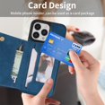 thumbnail image 4 of SaniMore for iPhone 14 Pro Max 6.7" PU Leather Case RFID Blocking, Back Magnetic Button Flip Wallet Cover Built-in Card Slot & Multi-Angle Kickstand Ultra-Thin Full Body Protective Shell, Blue, 4 of 6