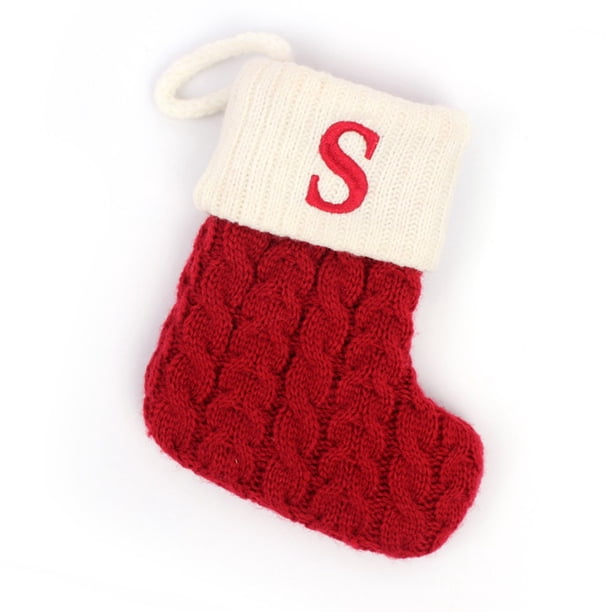 Christmas Socks Red Snowflake Alphabet Knitting Stocking Christmas Tree Pendant