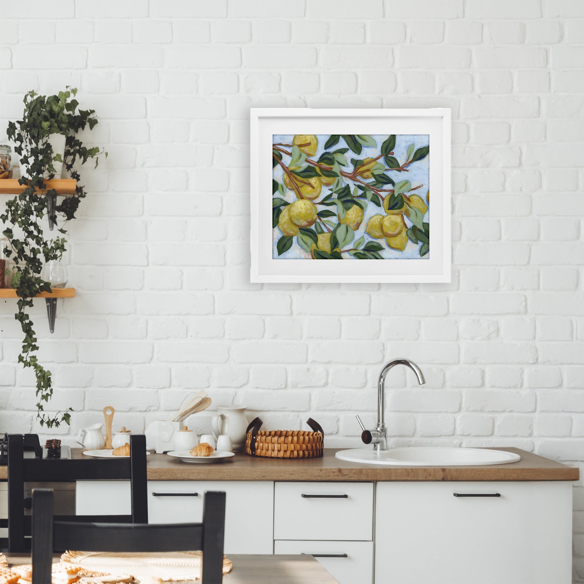 Stupell Industries Sunshine Citrus Tree White Framed Print Under Glass, design by June Erica Vess