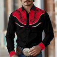 thumbnail image 3 of Camisa de hombre estilo retro occidental con estampado floral 2024, informal, para exteriores, calle, uso diario, primavera y verano, con solapa, manga larga, color negro, tallas S a 5XL, tejido elást, 3 of 5