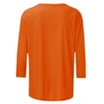 thumbnail image 5 of IROINNID Christmas Shirts for Women Letter Print 3/4 Sleeve Crewneck Pullover Tops Loose Fit Casual Holiday Shirts,Orange, 5 of 5