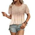 thumbnail image 4 of Xixinqiwan Women Tops,Women Plus Size Tops Summer Short Sleeve T Shirts Casual Round Neck Blouse Tee Rose Gold 2XL, 4 of 7