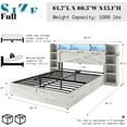 thumbnail image 3 of Merluxy Full Size Lift Up Storage Bed Frame with Bookcase Headboard & Charging Station, White, 3 of 10