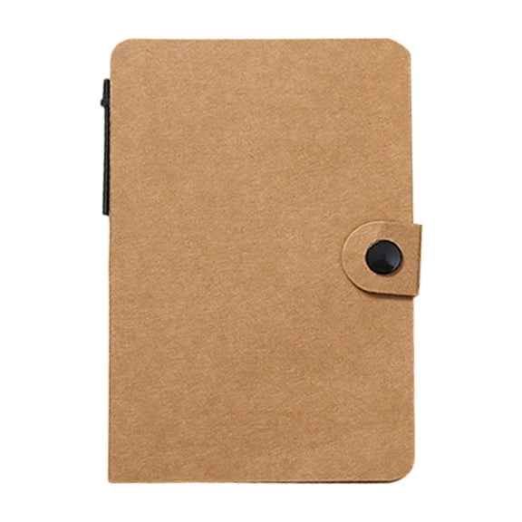 1Pc Pocket Notebook with Pen, 60 Sheets Blank Mini Journal with Sticky Notes & Tabs, Snap Closure Small Memo Pad, Kraft