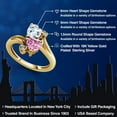 thumbnail image 2 of Gem Stone King 18K Yellow Gold Plated Silver Sky Blue Aquamarine Pink Moissanite and White Diamond Ring for Women (1.56 Cttw, Heart Shape 6MM, Gemstone March Birthstone, Size 5), 2 of 6