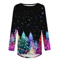 thumbnail image 4 of Ounisa Crewneck Sweatshirts for Women Merry Christmas Lightweight Pullover Christmas Tree Christmas Lights Snowflake Sequin Graphic Tops, 4 of 5