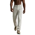 thumbnail image 2 of USNSM Mens Golf Pants Lightweight Solid Color Stretch Waist Business Work Dress Pants Pocket Zipper Button Casual Slacks Beige S, 2 of 9