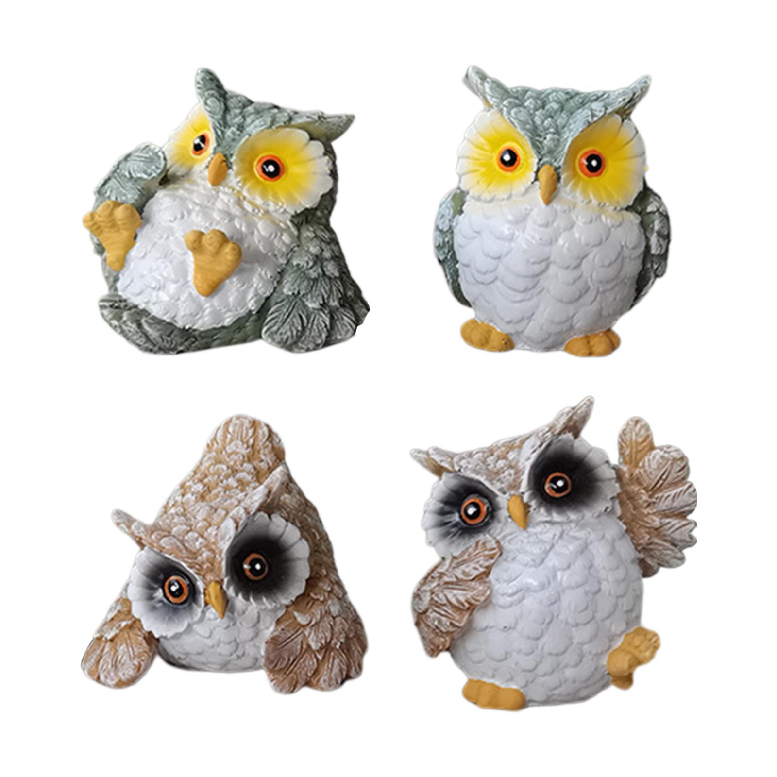 4Pcs Garden Owl Figurine Realistic Decorative Lawn Ornaments Sculpture