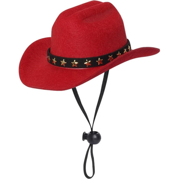 Snfy Pet Cowboy Costume Cosplay Cap Halloween Costumes for Dogs Cat Pet Party Decoration Mini Cowboy Hat (Red, Small)