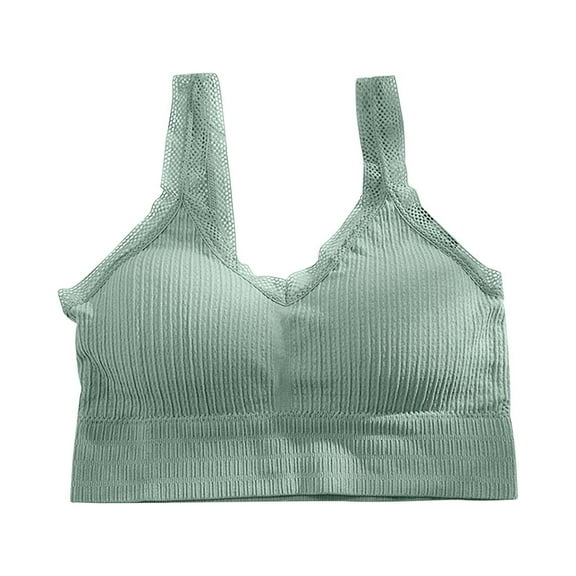 Bras for Women Plus Size Fashion Bra Solid Vest Camisole Breathable Push Up Tops Underwear V-Neck Back-Smoothing Bra Feature Hook and Eye Closure T-Shirt Bra Style Y-96 , Green