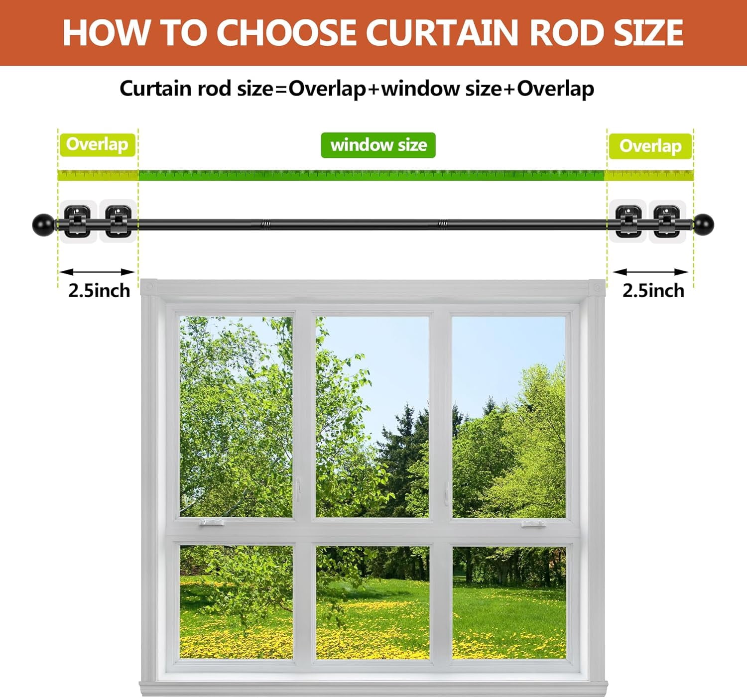 2pcs Curtain Rods No Drilling for Windows | 5/8 Inch Diameter Drapey Pole with No Drill Curtain Rod Brackets, Black, 48 to 84 Inches