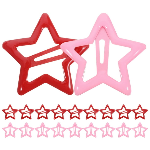 Pinzas para el pelo de estrella de 20 piezas antideslizantes para niños pequeños, pasadores de pelo de Metal bonitos, accesorios para el cabello para mujeres y niñas, rosa y rojo
