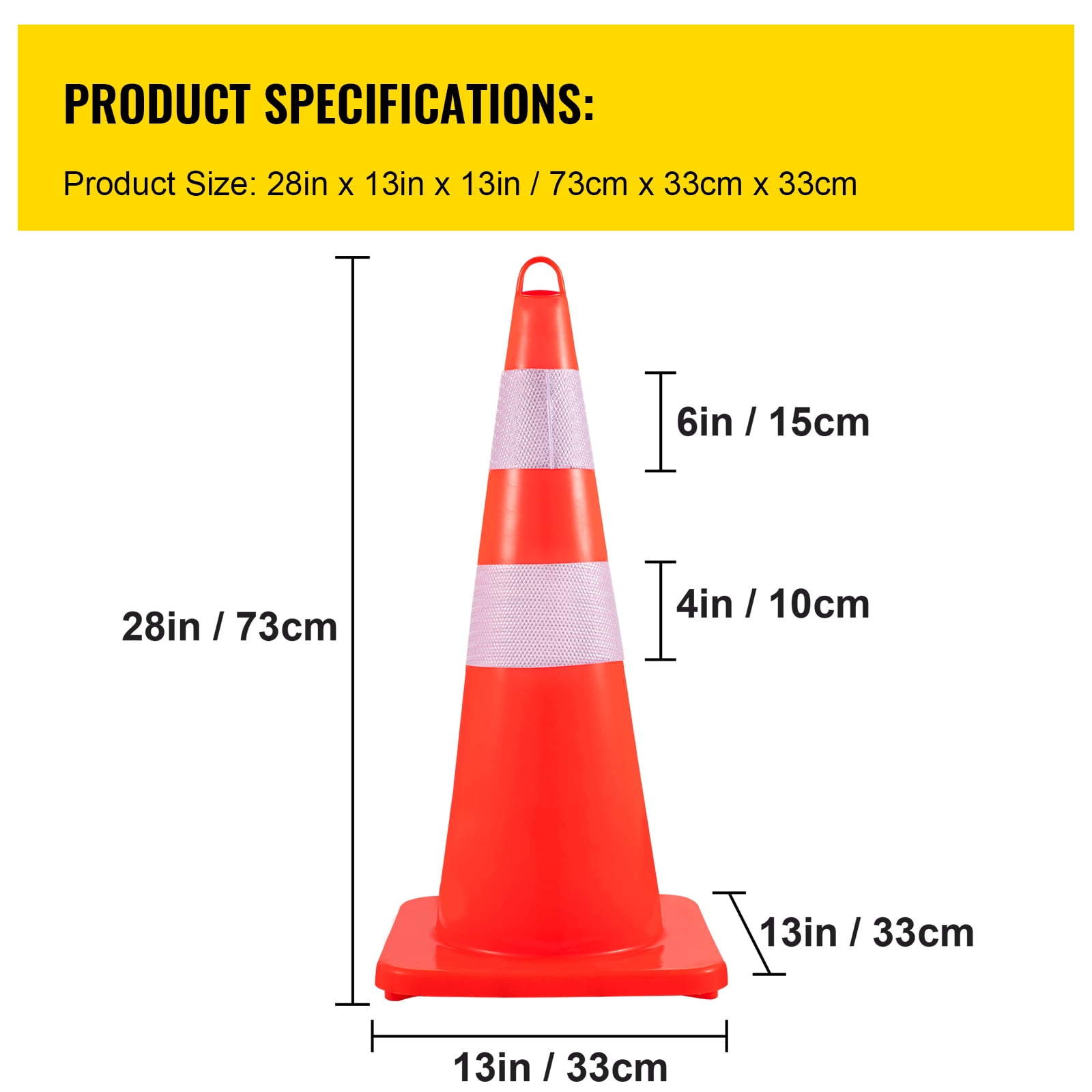 6-12Pcs 28 PVC Traffic Safety Cones Fluorescent Reflective Road Parking  Cones