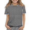 thumbnail image 3 of CCRFTGI Shirts for Girls Size 10-12 Cute Plaid Shirt Summer Tops Short Sleeve Girls Clothes Casual Crewneck Tees Black 11-12 Years, 3 of 6