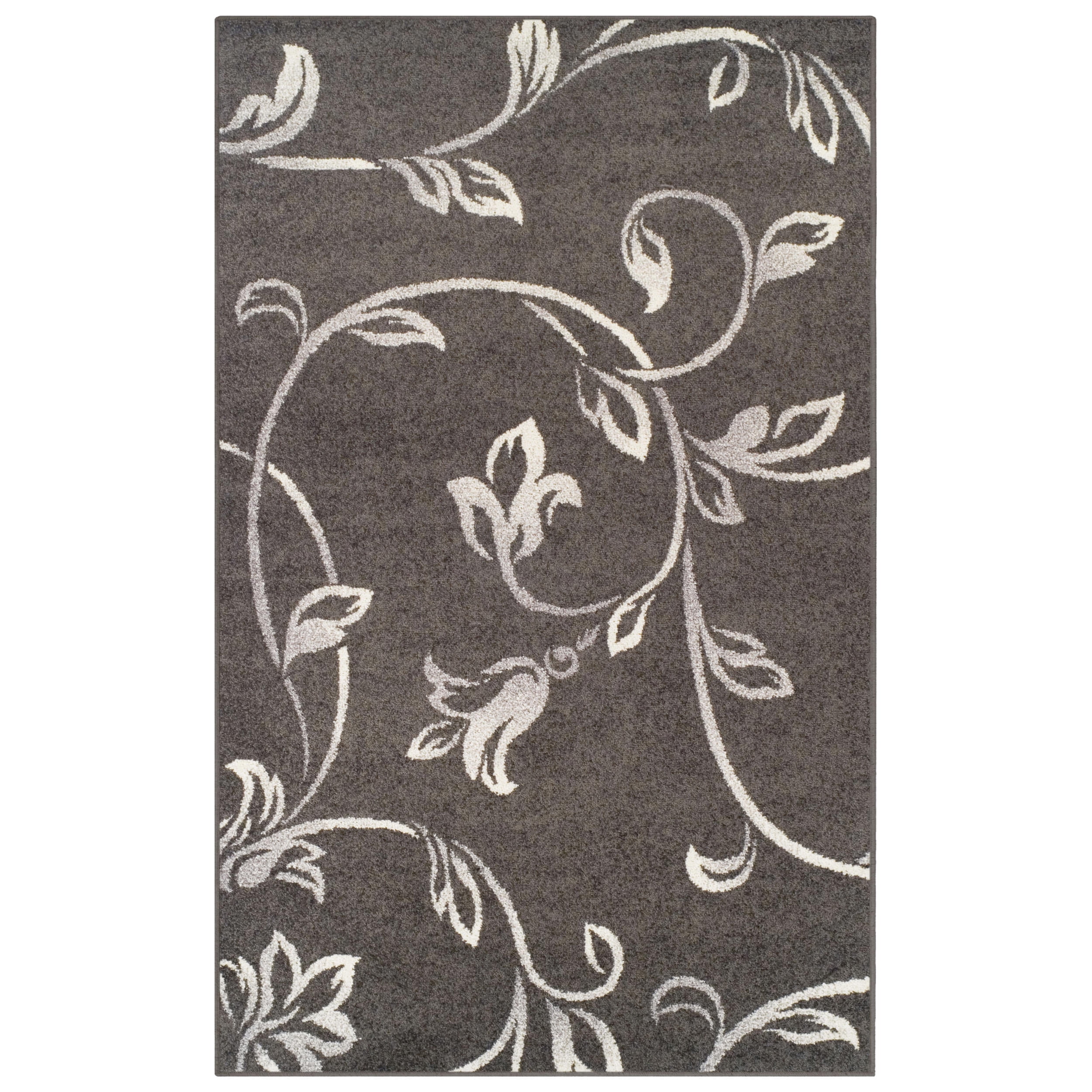 Superior Vine Modern Floral Indoor Area Rug, 5'x8', Black