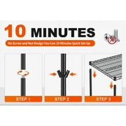 55.2W x 85.8H Wire Shelving Rack 3000Lbs Metal Storage Shelves with Wheels 5 Tier Heavy Duty Storage Rack for Garage Rolling Shelving Unit Adjustable Steel Shelves for Kitchen Pantry, Black