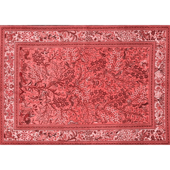 Ahgly Company Indoor Rectangle Animal Red Traditional Area Rugs, 2' x 5'