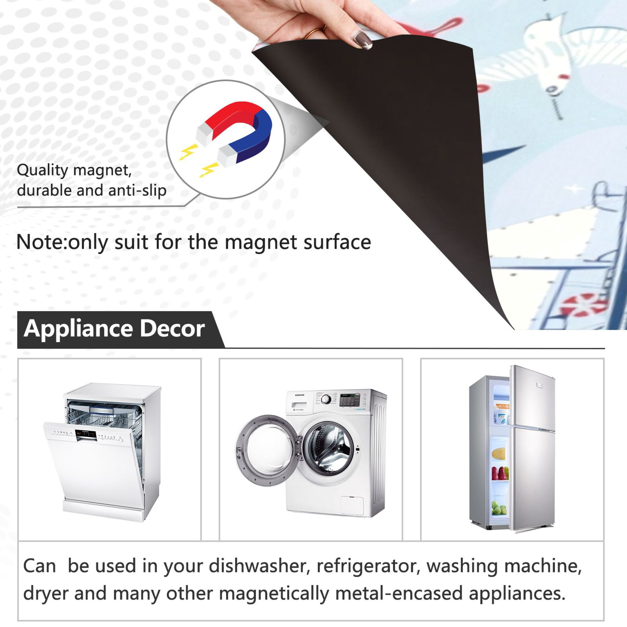 Dishwasher Magnetic Sticker 23x26 Inch Refrigerator Magnetic Sticker Washing Machine Magnetic Sticker Kitchen Panel Magnetic Sticker Home Decor Cartoon Red Lighthouse
