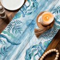 thumbnail image 3 of Turquoise Jellyfish Coastal Table Runner 90 Inches, Summer Ocean Seaweed Wooden Bed Runner Dresser Scarves Tabletop for Indoor Outdoor Parties/Ceremony/Banquet, 13" x 90", 3 of 9