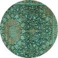 thumbnail image 1 of Ahgly Company Machine Washable Indoor Round Medallion Turquoise Blue Traditional Area Rugs, 6' Round, 1 of 4