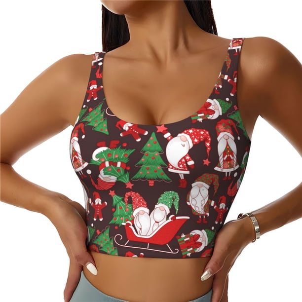 Fotbe Merry Christmas1 Sujetador Deportivo Largo sin Aros para Mujer con Almohadillas y Soporte Medio, Transpirable y Absorbente, Camiseta Tipo Chaleco o Tank Top-XX-Large