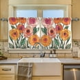 thumbnail image 2 of Yayeee Kitchen Curtains Tier Set of 2 Light Filtering 57"x24" Over Sink Window Panels, Hand Drawn Floral, 2 of 7