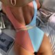 thumbnail image 5 of Traje de baño sexy con sujetador acolchado de playa de color sólido de una pieza para mujer Fridja  nalpqowj51758, 5 of 8