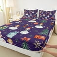 thumbnail image 3 of Manfei Cute Nutcracker Full Size Sheets for Kids, Christmas Tree Snowflake Bed Sheets, Dark Purple Merry Xmas Sheet Sets, Microfiber Bedroom Decor 4-Piece, 3 of 7