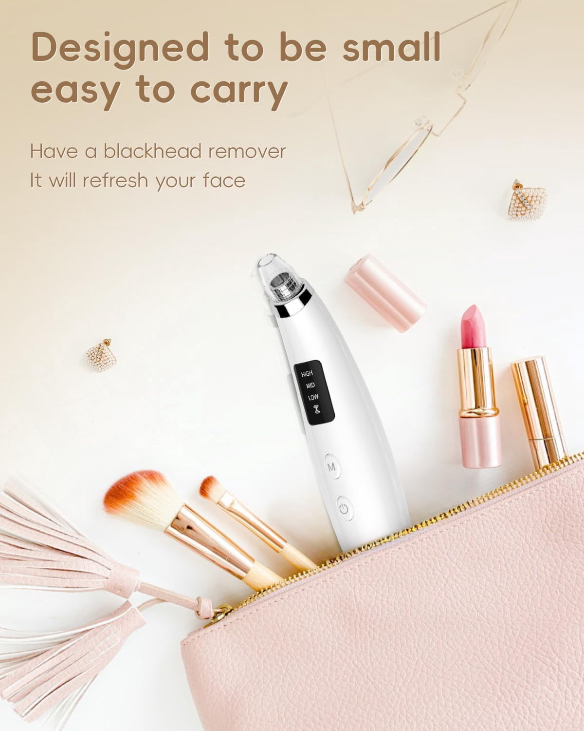 Facial Pore Blackhead Remover Vacuum - Face Cleaner and Blackhead Extractor with 3 Adjustable Suction Levels, 5Replaceable Tips - Pore Vacuum Kit for Women&Men (White)