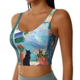 thumbnail image 2 of Pofeuu Coastal Cat By The Window Print Sports Bra for Women Sexy Vest Yoga Running Gym Fitness Crop Bras Tops-XX-Large, 2 of 8
