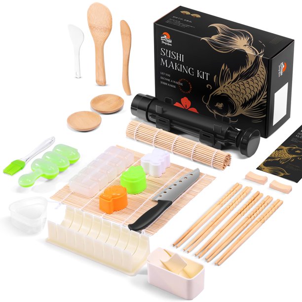 Kit de preparación de sushi Yang Gien de 27 piezas con bazuca de sushi y más