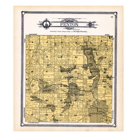 Fenton Gift Shop 1907, Fenton Township, Linden, Crooked Lake, Mt. Pleasant, Byram, Pine, Silver Lake, Shiawassee Riv Print Wall Art ()