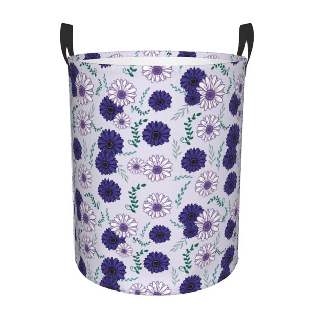 Balery Daisies Flowers Cesta de ropa redonda con asas, impermeable, independiente, para ropa, juguetes, dormitorio y familia-Small