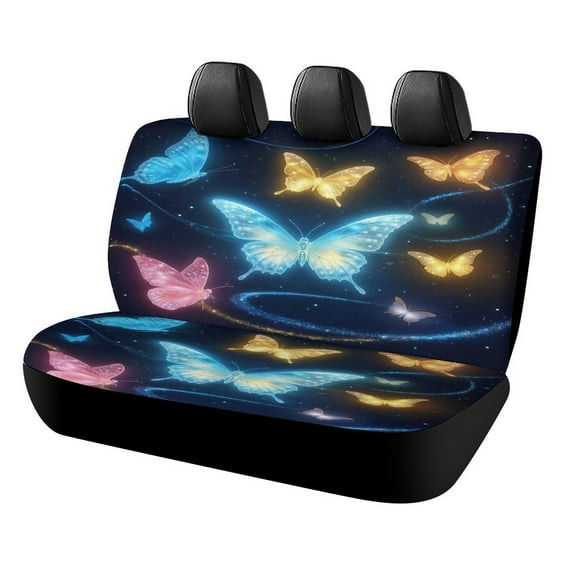 Dreamy Purple Butterfly Pattern (68)-1 Car Rear Seat Covers Back Elastic Flexible Car Seat Covers Decorative Fits Most Cars, SUVs, Trucks And Vans