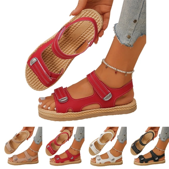 Vamuko Women's Orthopedic Sandals With Cushion Foam Arch Support Wide Width Walking Sandal 2026 Summer Open Toe Orthopedic Sandals Dressy With Hook Loop White
